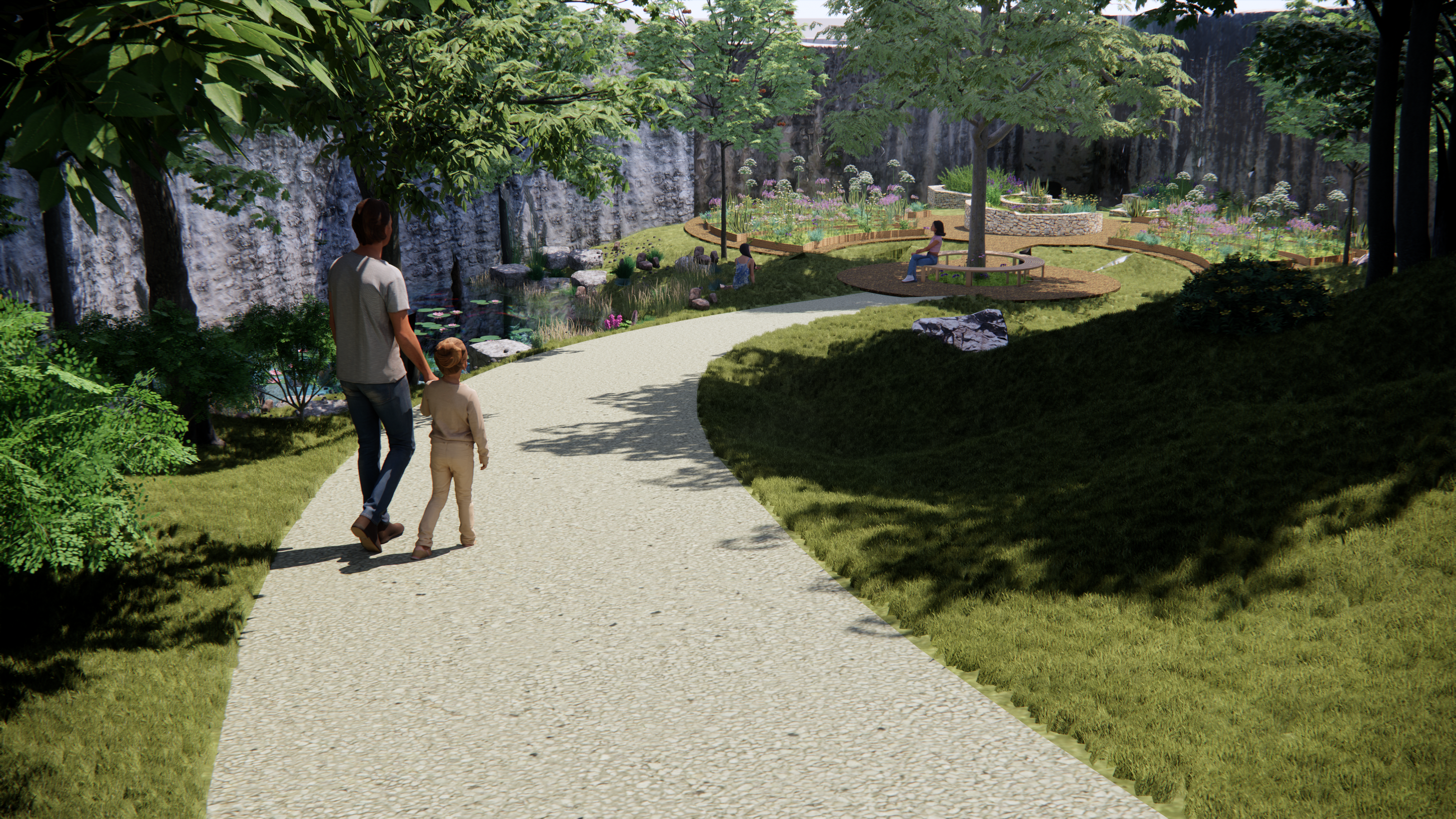 Aménagement paysager de la partie basse de la citadelle de Rodemack