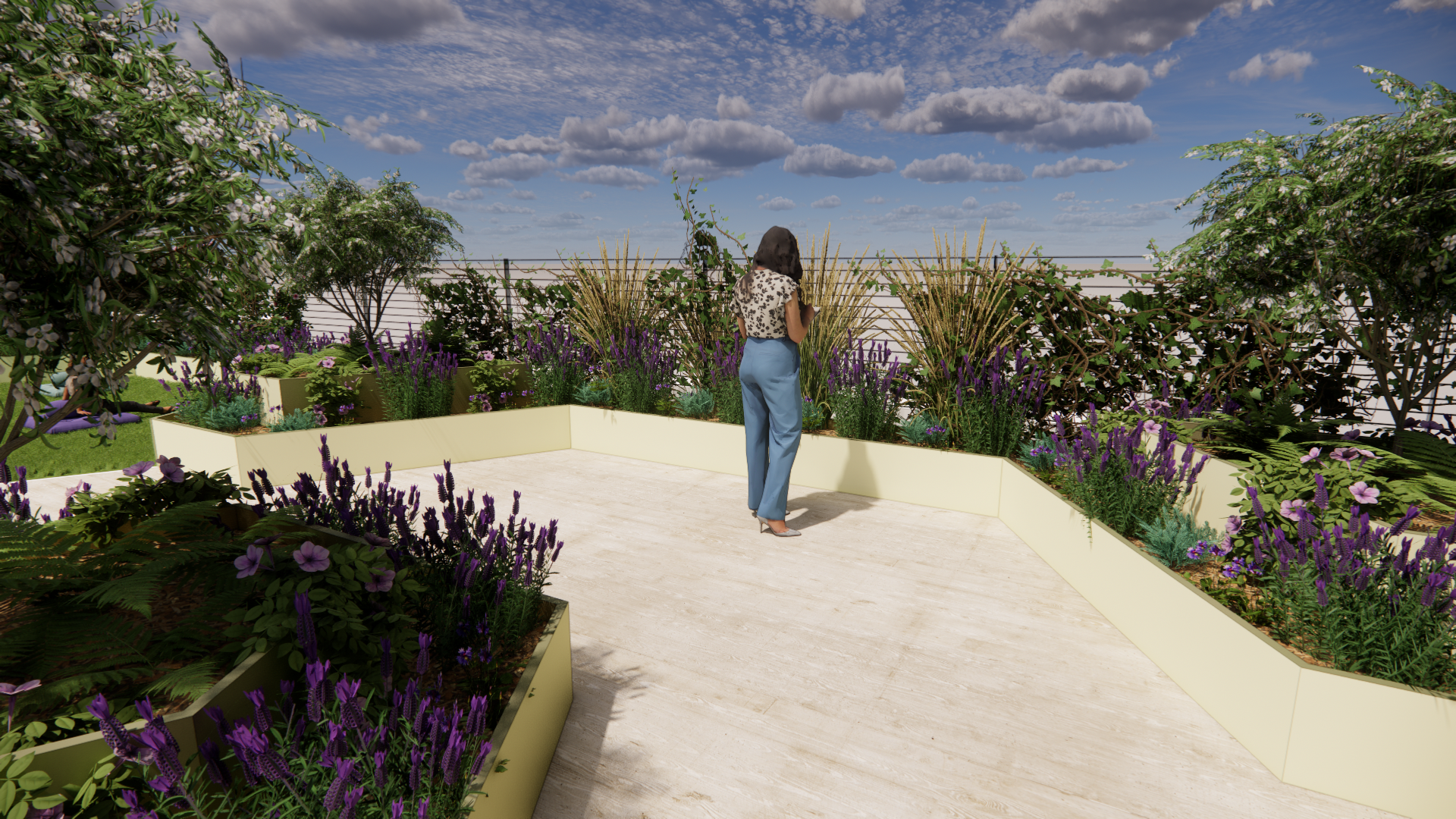 Aménagement paysager sur le toit d'un complexe privé au Luxembourg