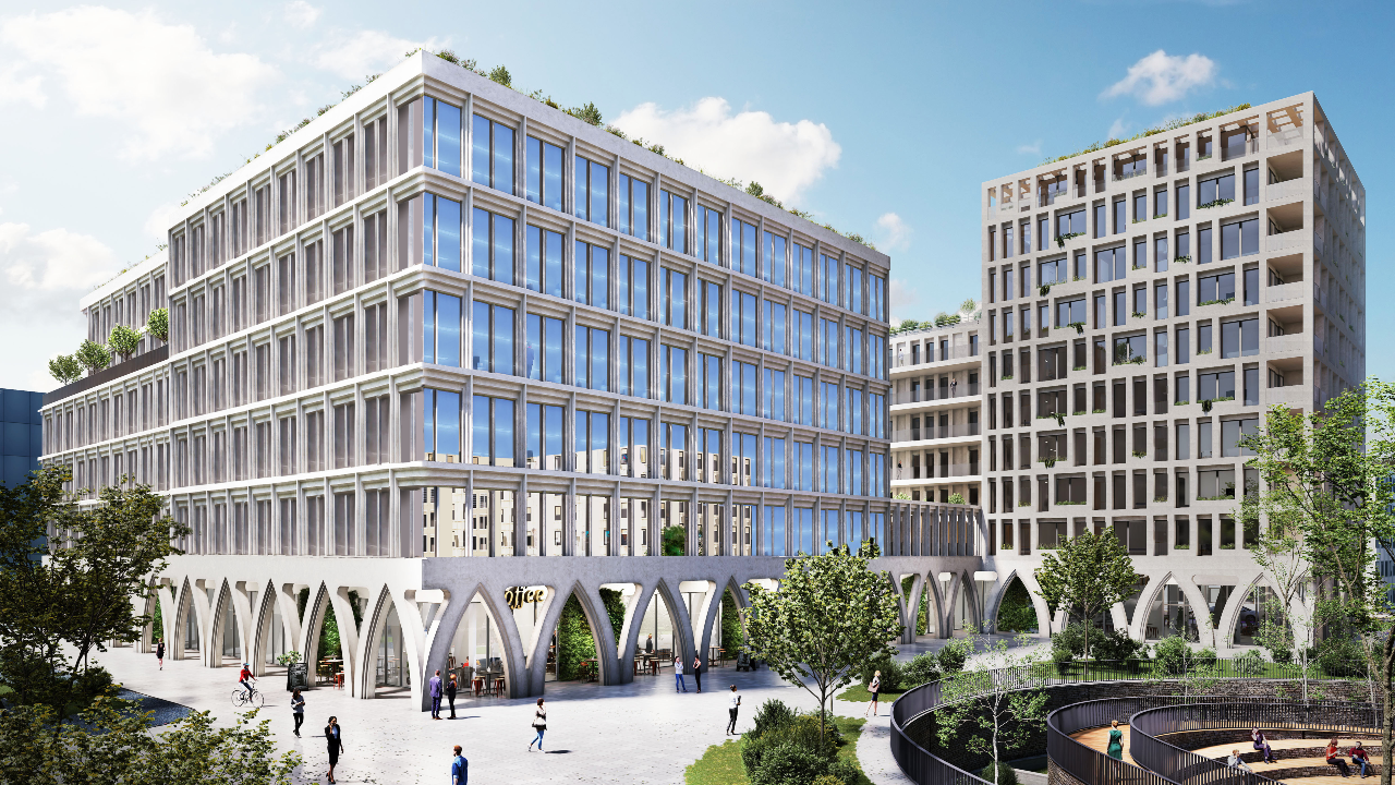 Aménagement paysager sur le toit d'un complexe privé au Luxembourg